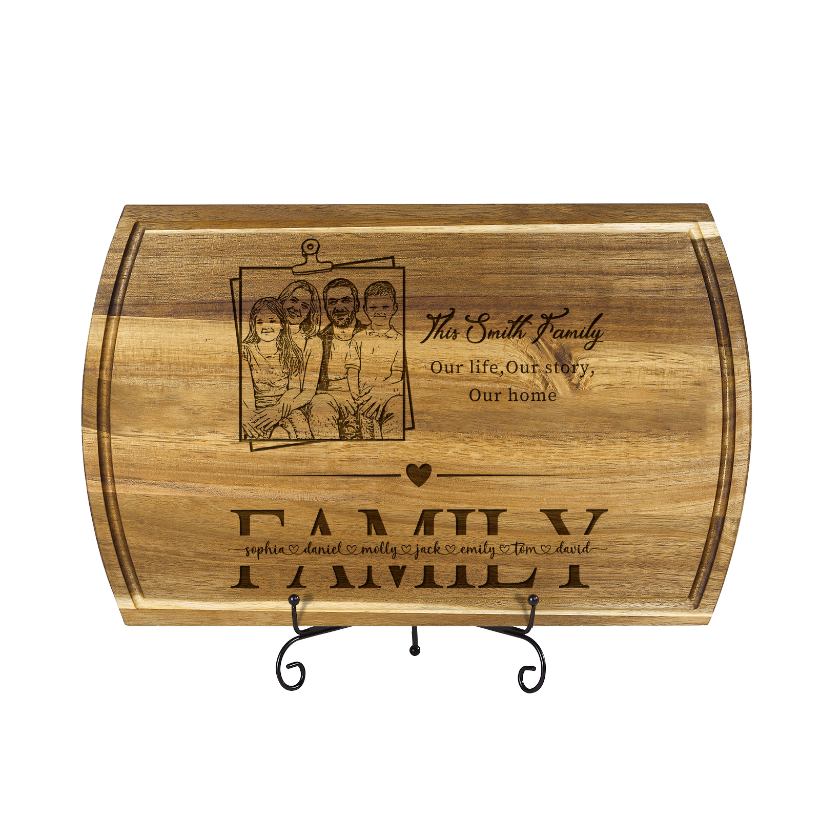 Personalised Family Cutting Board Custom 1 Photo & 2 Texts & 7 Names Cutting Board Creative Gifts-Jessemade AU