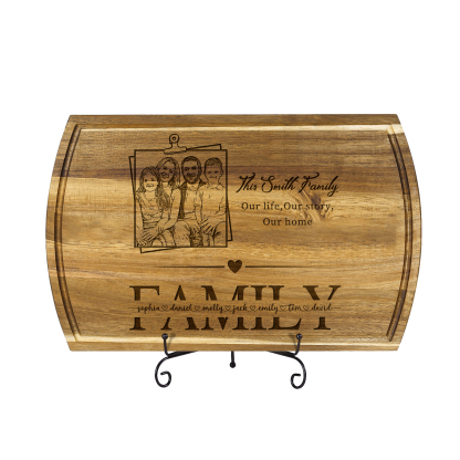 Personalised Family Cutting Board Custom 1 Photo & 2 Texts & 7 Names Cutting Board Creative Gifts-Jessemade AU