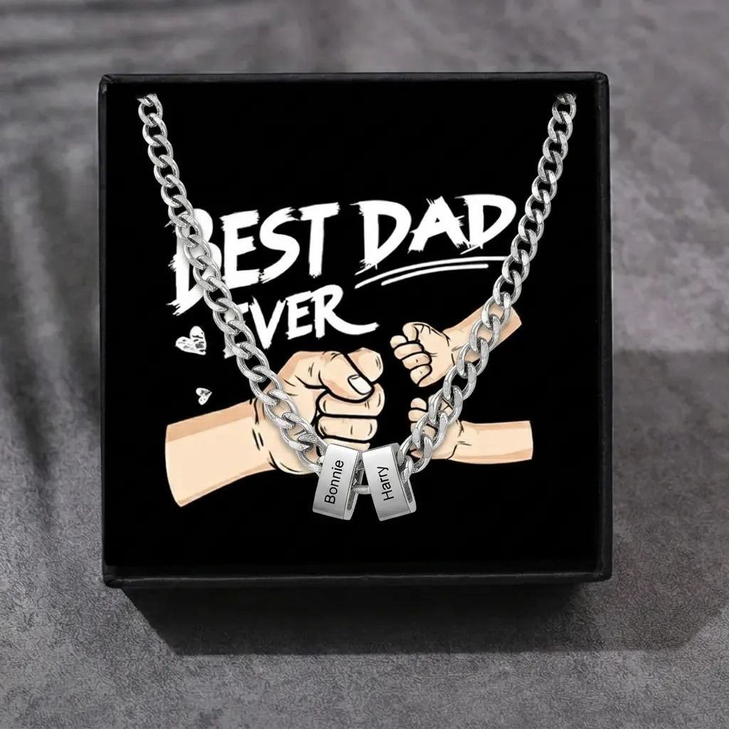 Personalised Cuban Link Chain Necklace for Men with 1 to 6 Names