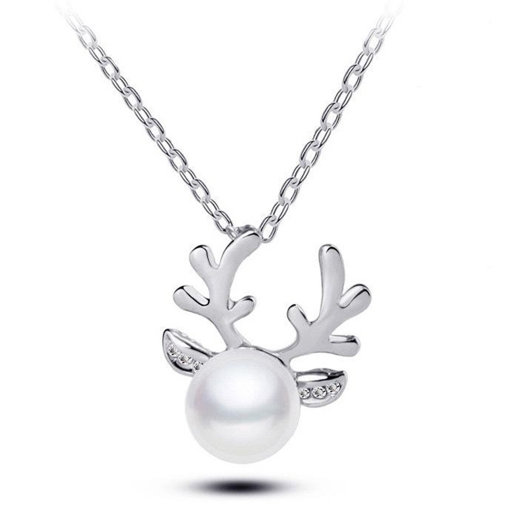 Reindeer Pearl Necklace and Earrings Set Perfect Christmas Gift-Jessemade AU