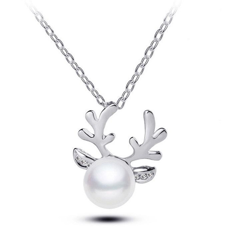 Reindeer Pearl Necklace and Earrings Set Perfect Christmas Gift-Jessemade AU