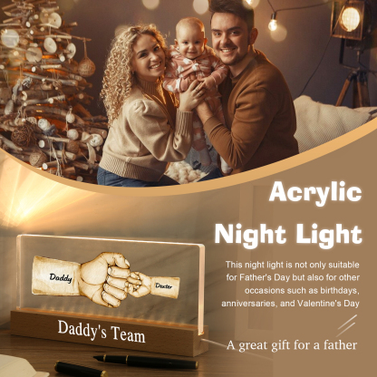 2 Names -  Personalised Name & Text Acrylic Night Light Custom Fist Bump LED Lamp Fathers Day Gifts-Jessemade AU