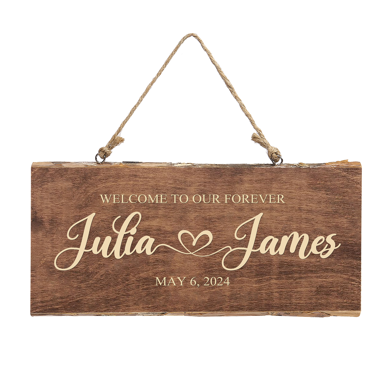 Personalised Text Rectangle Hanging Ornament Custom 2 Names Wooden Sign Home Decor Gifts for Couple - Welcome To Our Forever-Jessemade AU