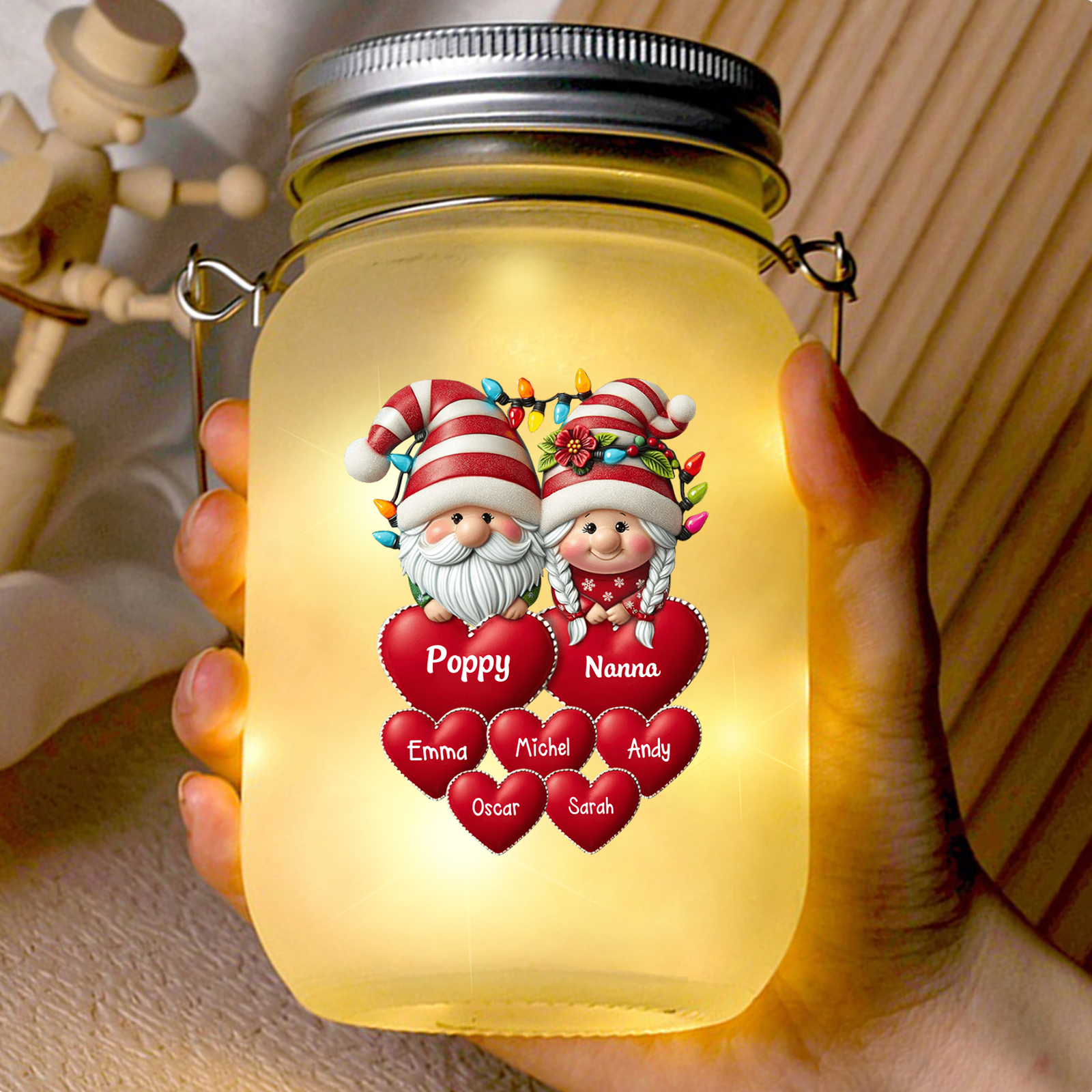 Personalised Santa Christmas Solar Mason Jar Light