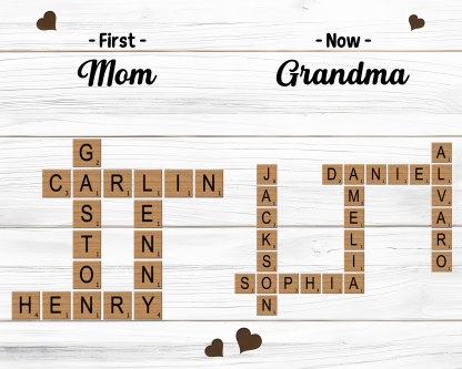 Personalised Wooden Plaque Crossword Family Keepsake Gift for Nanna | Jessemade