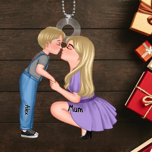 Personalised Mother & Child Acrylic Keyring, Custom Name Keyring Gift For Family | Jessemade