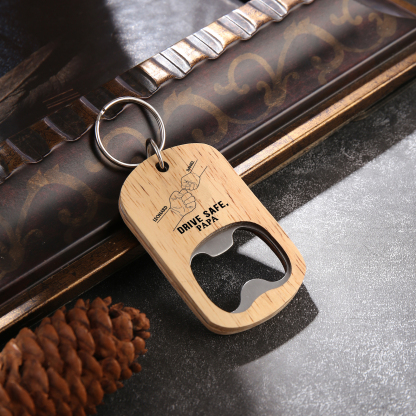 Drive Safe - Personalised 1 Text & 2 Names Bottle Opener Keychain Fist Bump Keychain Fathers Day Gifts for Dad/Grandpa-Jessemade AU