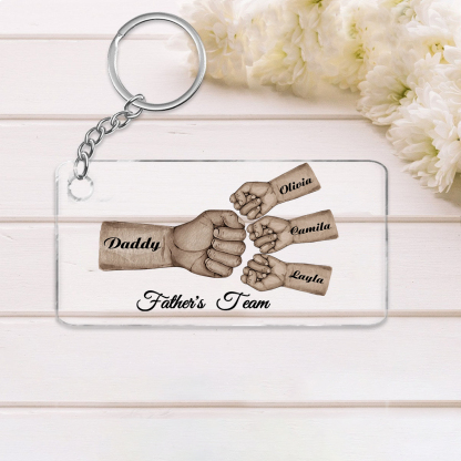 4 Names - Personalised Text & Name Acrylic Keychain Fist Bump Fathers Day Gifts for Dad/Grandpa-Jessemade AU