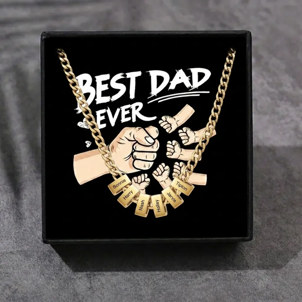 Personalised Cuban Link Chain Necklace for Men with 1 to 6 Names