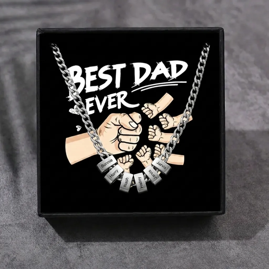 Personalised Cuban Link Chain Necklace for Men with 1 to 6 Names