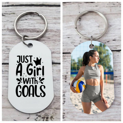 Personalised Photo Keychain Custom Stainless Steel Keychain Gift for Her - Just A Girl With Goals-Jessemade AU