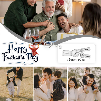 3 Names - Personalised Text & Name Acrylic Keychain Fist Bump Fathers Day Gifts for Dad/Grandpa-Jessemade AU