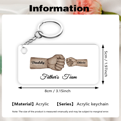 2 Names - Personalised Text & Name Acrylic Keychain Fist Bump Fathers Day Gifts for Dad/Grandpa-Jessemade AU