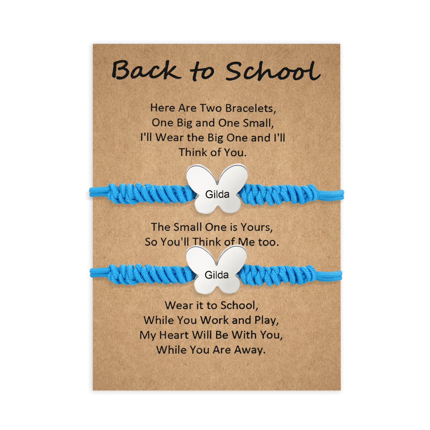 2 Pcs Butterfly Bracelet Set Custom 2 Names Adjustable Bracelets Back to School Gift for Daughter Granddaughter-Jessemade AU