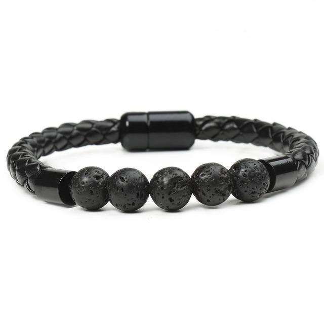 Tiger Eye Black Onyx Beaded Bracelet Men-Jessemade AU