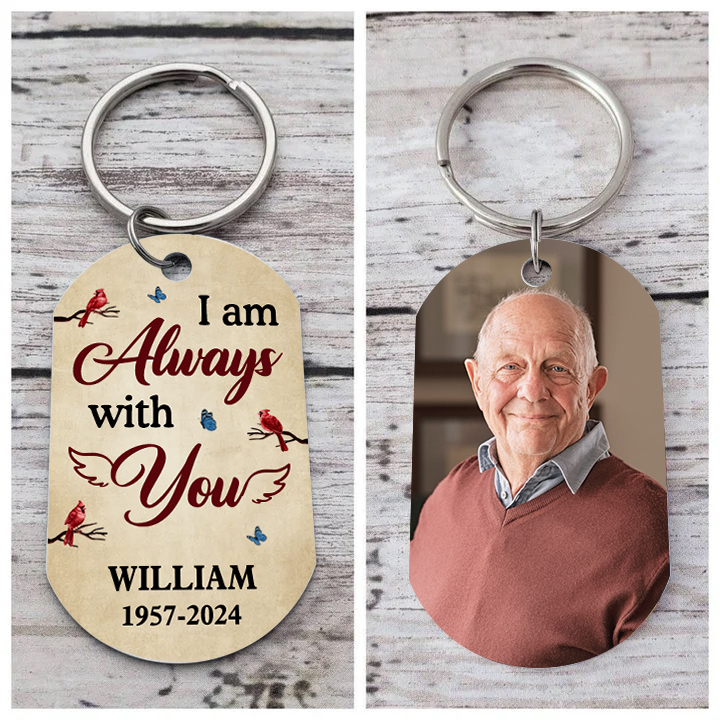 Personalised Photo Memorial Keychain Engraved 2 Texts Keychain Gifts "I Will Carry You With Me Until We Meet Again"-Jessemade AU