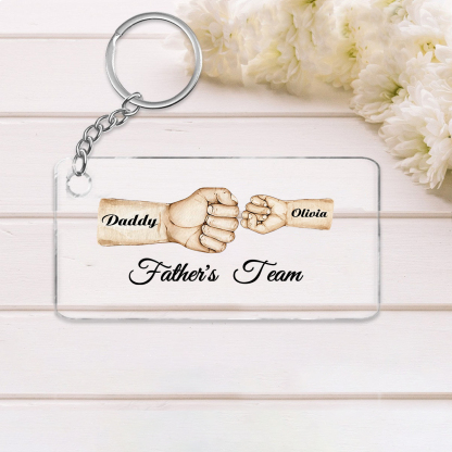 2 Names - Personalised Text & Name Acrylic Keychain Fist Bump Fathers Day Gifts for Dad/Grandpa-Jessemade AU