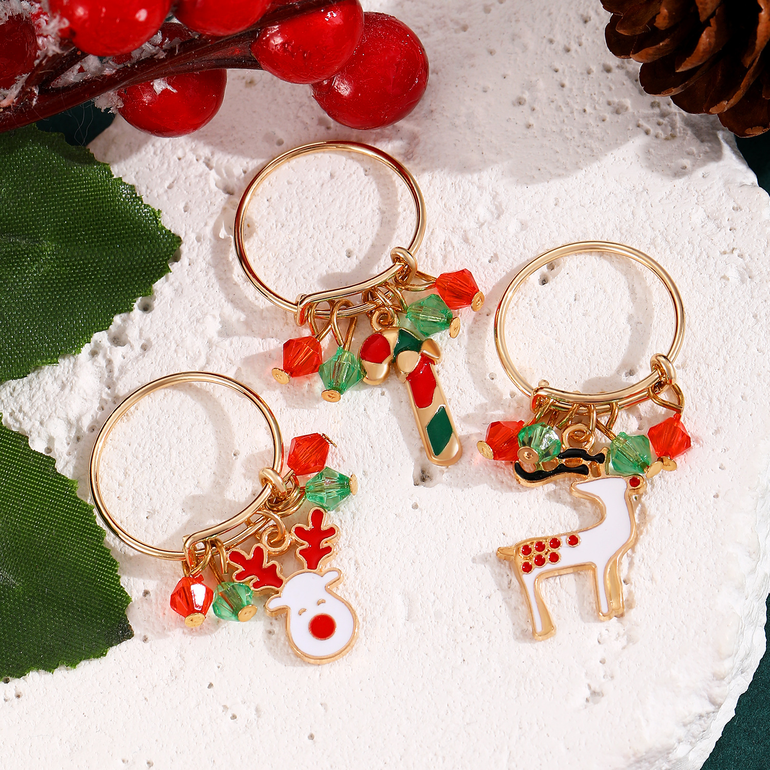 Christmas Charm Rings Festive Gift for Family Members