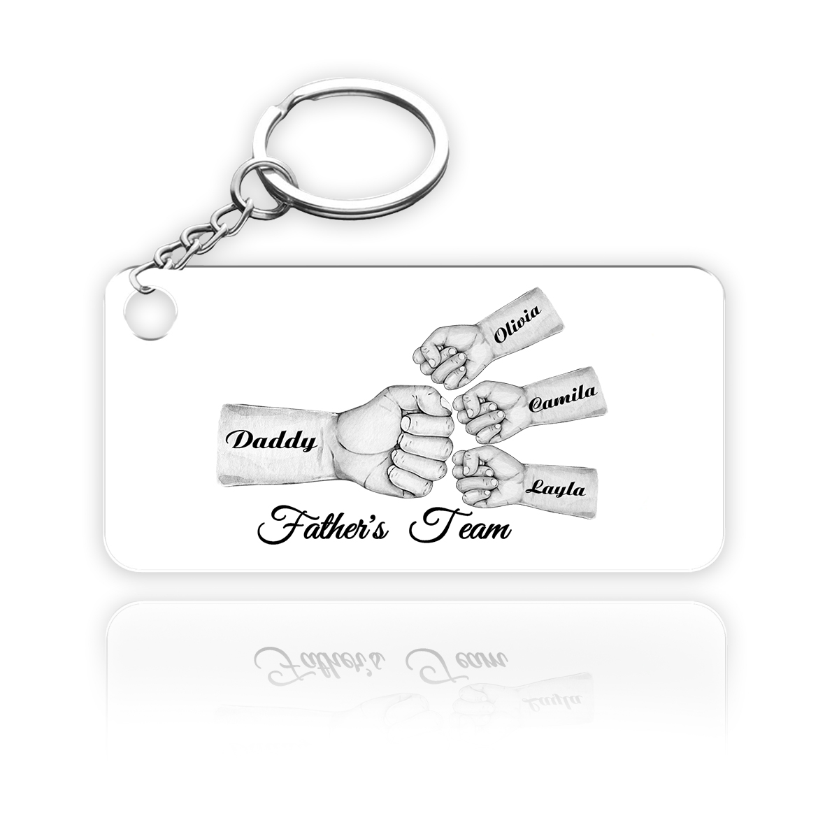 4 Names - Personalised Text & Name Acrylic Keychain Fist Bump Fathers Day Gifts for Dad/Grandpa-Jessemade AU
