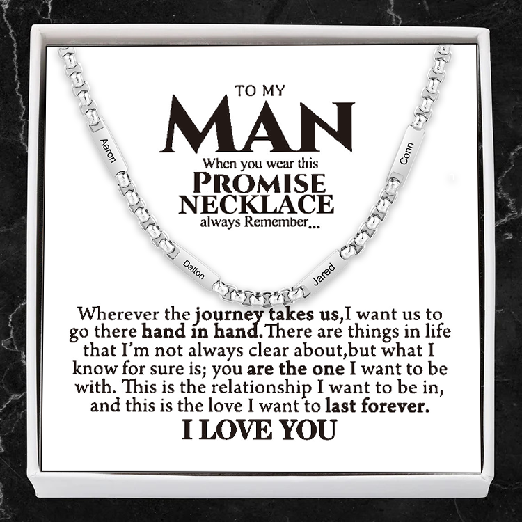 Personalized 4 Names Cuban Link Chain Necklace Stainless Steel Men Necklace