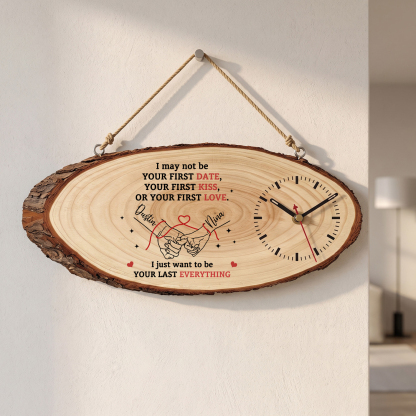 Personalised Wooden Couple Holding Hands Clock with 2 Names