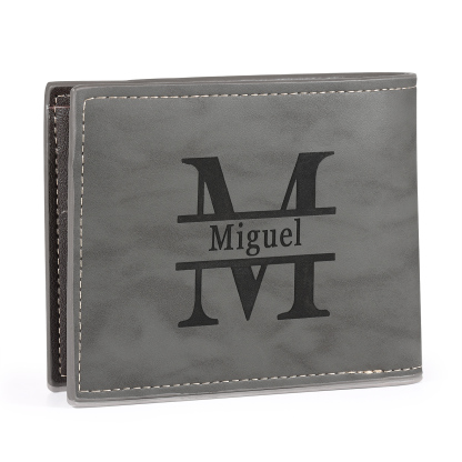 Men Photo Wallet Personalised Letter & Name Wallet Gray Christmas Gift for Him-Jessemade AU