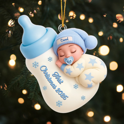Christmas Tree Decoration Sleeping Baby with Bottle, Baby’s First Christmas Gift