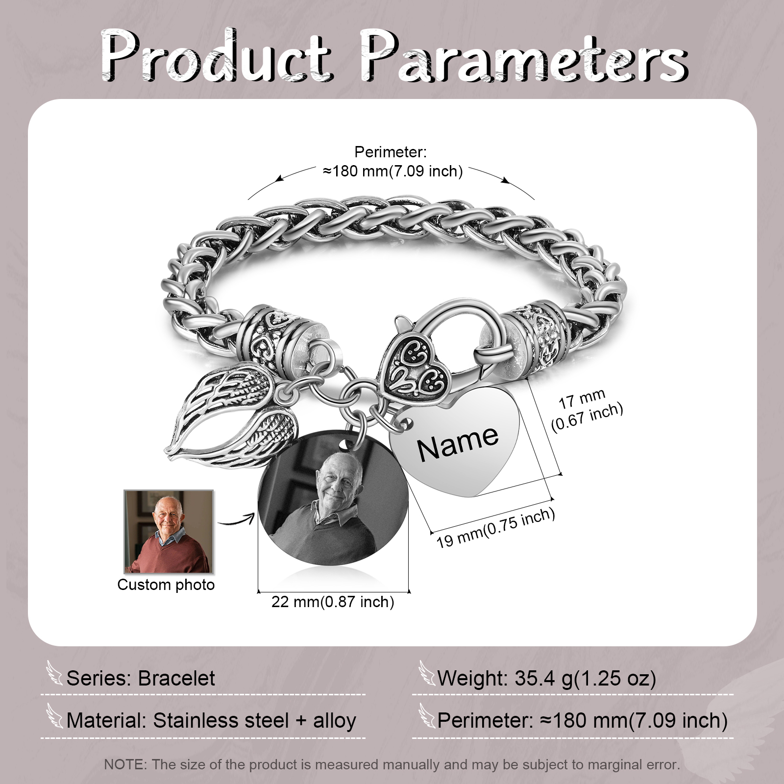 Memorial Bracelet Keychain Set Angel Wing Bracelet Custom Photo & Name Keyring Personalised Gifts-Jessemade AU