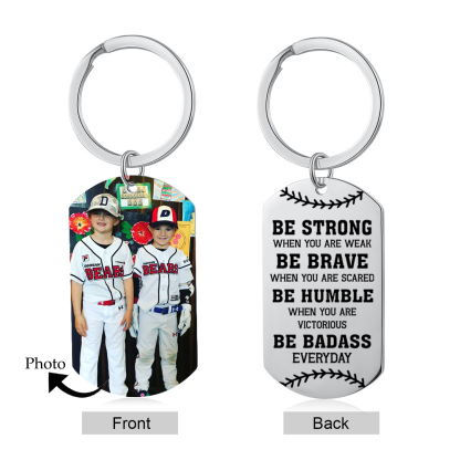 Personalised Photo Keychain Custom Basketball Keychain Gift for Kids - Be Strong, Be Brave, Be Humble, Be Badass Everyday-Jessemade AU