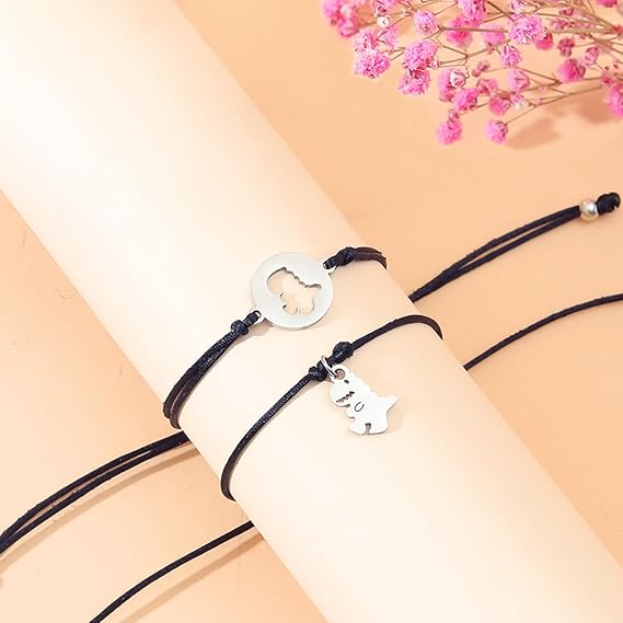 2 Pcs Dinosaur Bracelet Set First Day of School Gift with Cartoon Gift Card Adjustable Bracelet Gift for Kids-Jessemade AU