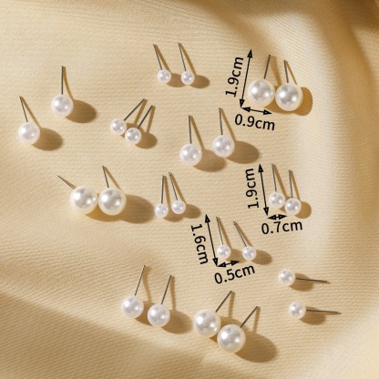 12-Pair Pearl Stud Earrings Set Christmas Gift for Family-Jessemade AU