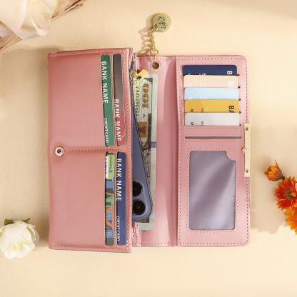 Personalised 2-6 Names Pink Family Tree PU Leather Wallet For Mum