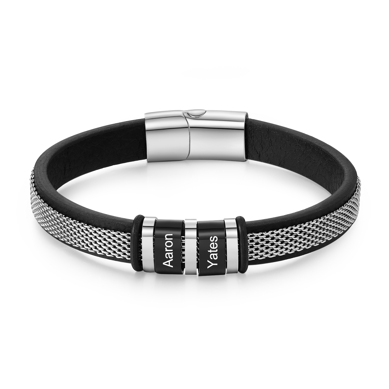 Personalised Men's Bracelet with 2-5 Names engraved Stainless Steel Bracelet Gift for Him | Jessemade