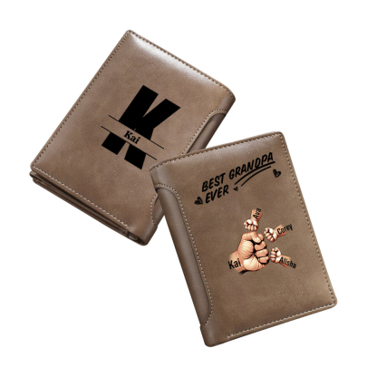 Personalised Men's Wallet - Names and Fists for Dad/Grandpa