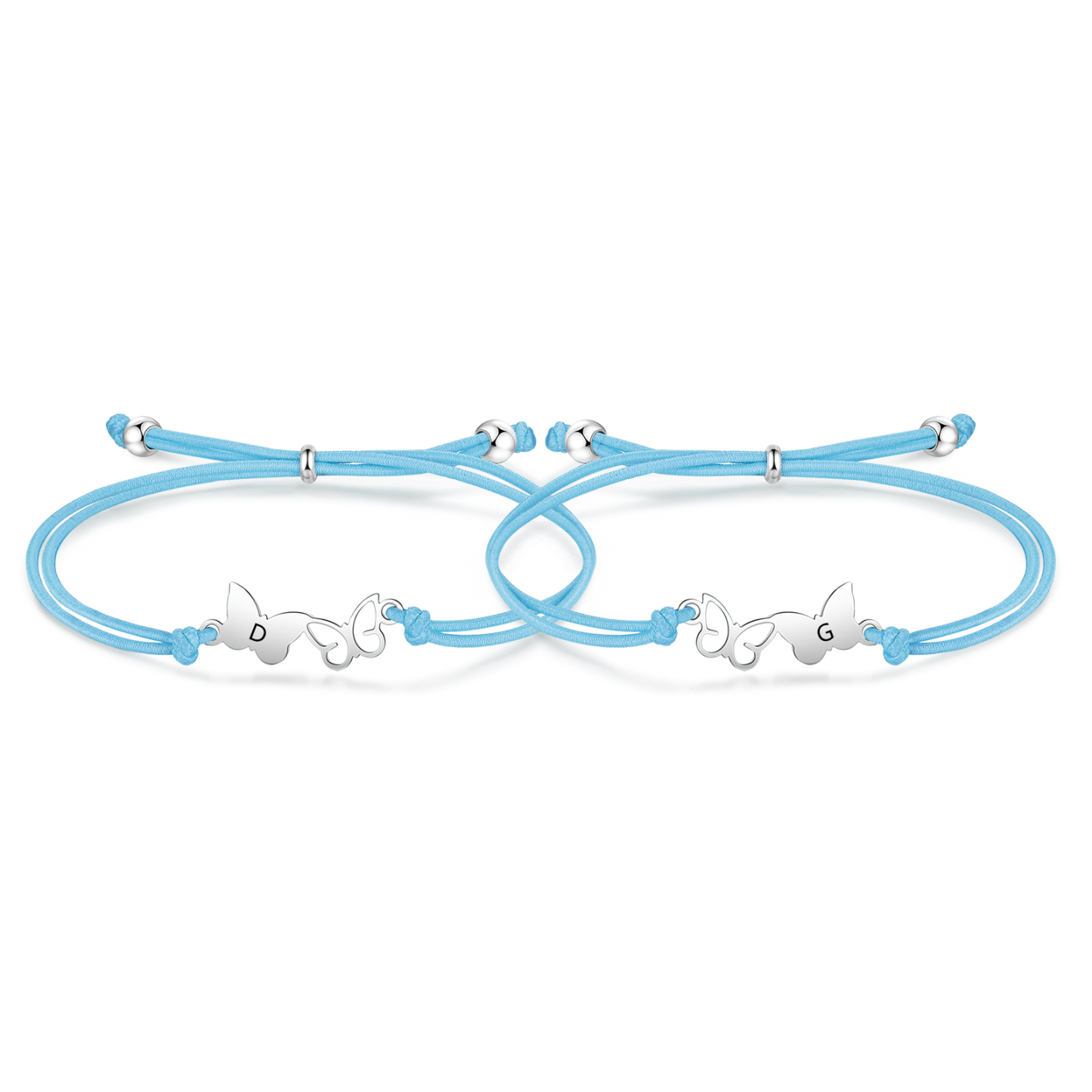 2 Pcs Bracelet Set Custom Letters Butterfly Bracelets Back To School Gift for Girls Kids-Jessemade AU