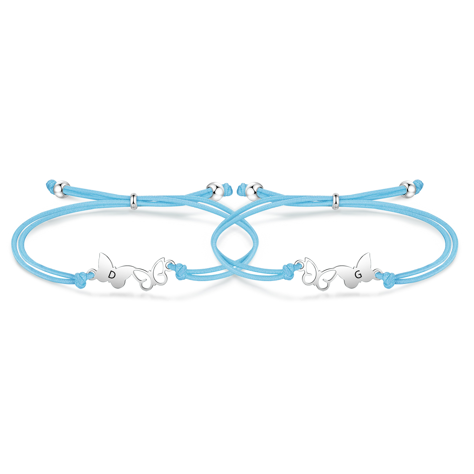 2 Pcs Bracelet Set Custom Letters Butterfly Bracelets Back To School Gift for Girls Kids-Jessemade AU