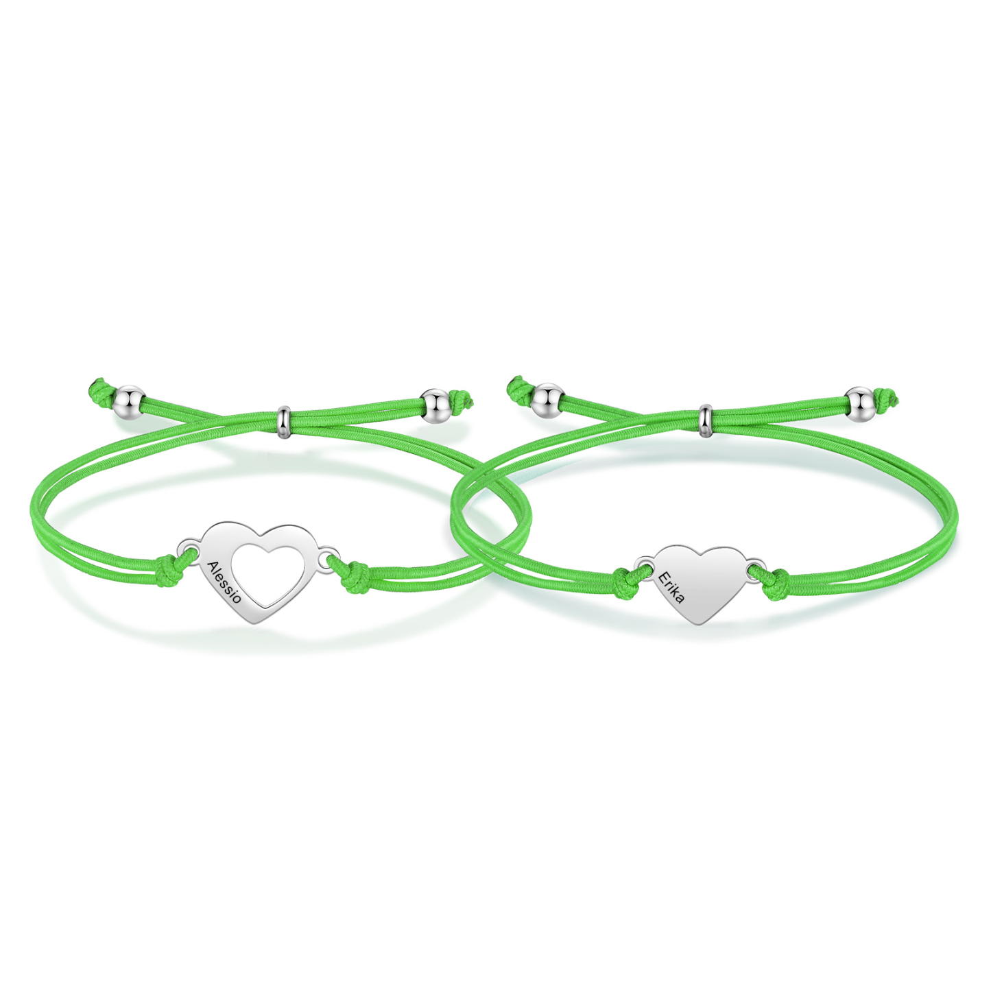 2 Pcs Heart Bracelet Set Custom 2 Names Adjustable Bracelets Back to School Gift for Daughter Granddaughter-Jessemade AU