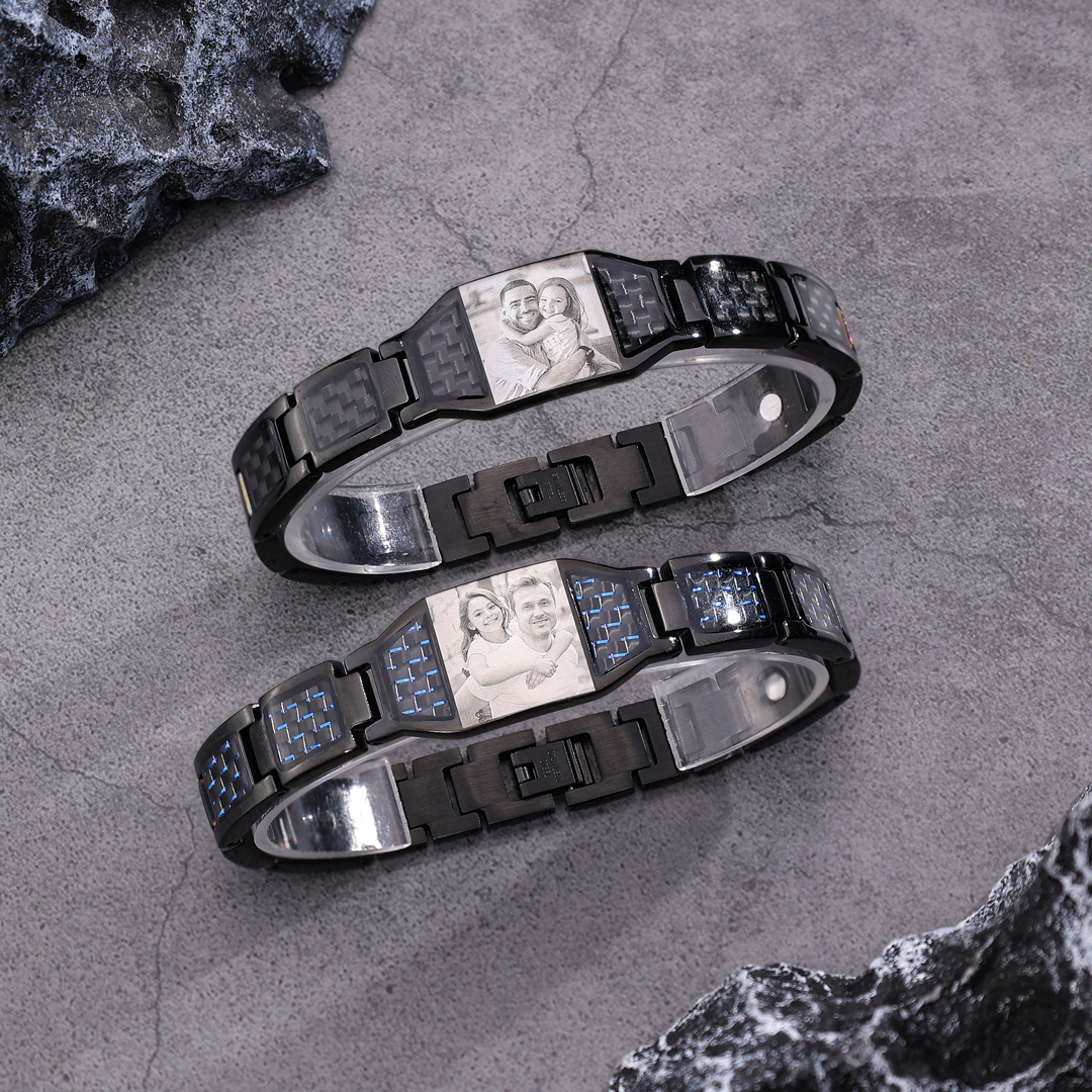 Personalised Men Bracelet Magnetic Custom Photo Bracelet for Him Valentine Gift