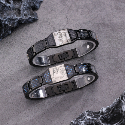 Personalised Men Bracelet Magnetic Custom Photo Bracelet for Him Valentine Gift