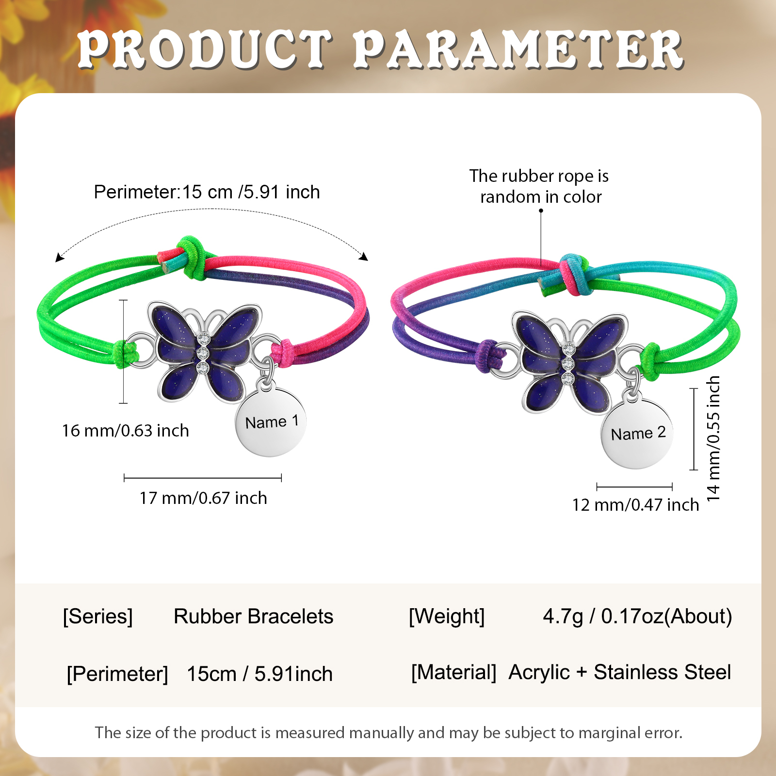 2 Pcs Bracelet Set Custom Names Butterfly Charm Hair Ties Back To School Gift for Daughter - Your Wings Already Exist-Jessemade AU