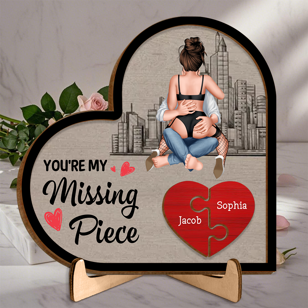 Personalised heart-shaped plaque with two names and avatars, Valentine’s Day for her & him | Jessemade