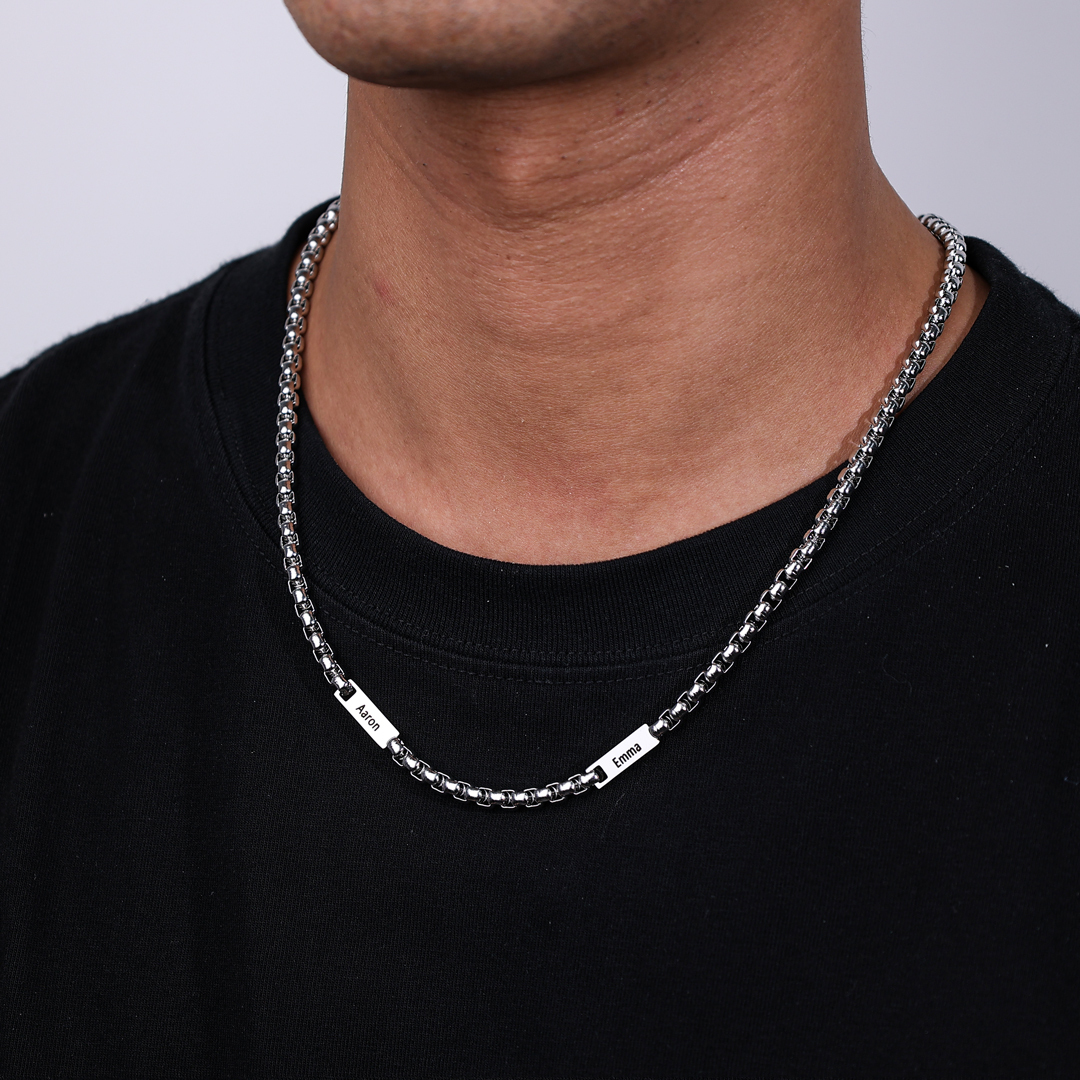 To My Man Personalised 2 Names Cuban Link Chain Necklace Stainless Steel Men Necklace