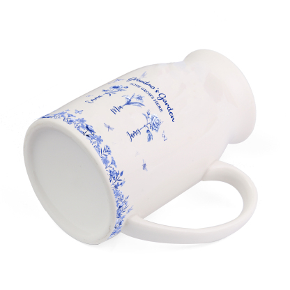 Grandma’s Garden Ceramic jug Vase, blue-and-white floral pattern