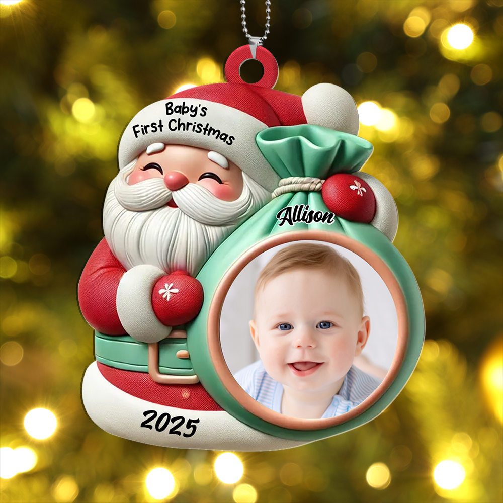 Christmas Tree Decoration - Santa Claus - Personalised Baby Photo