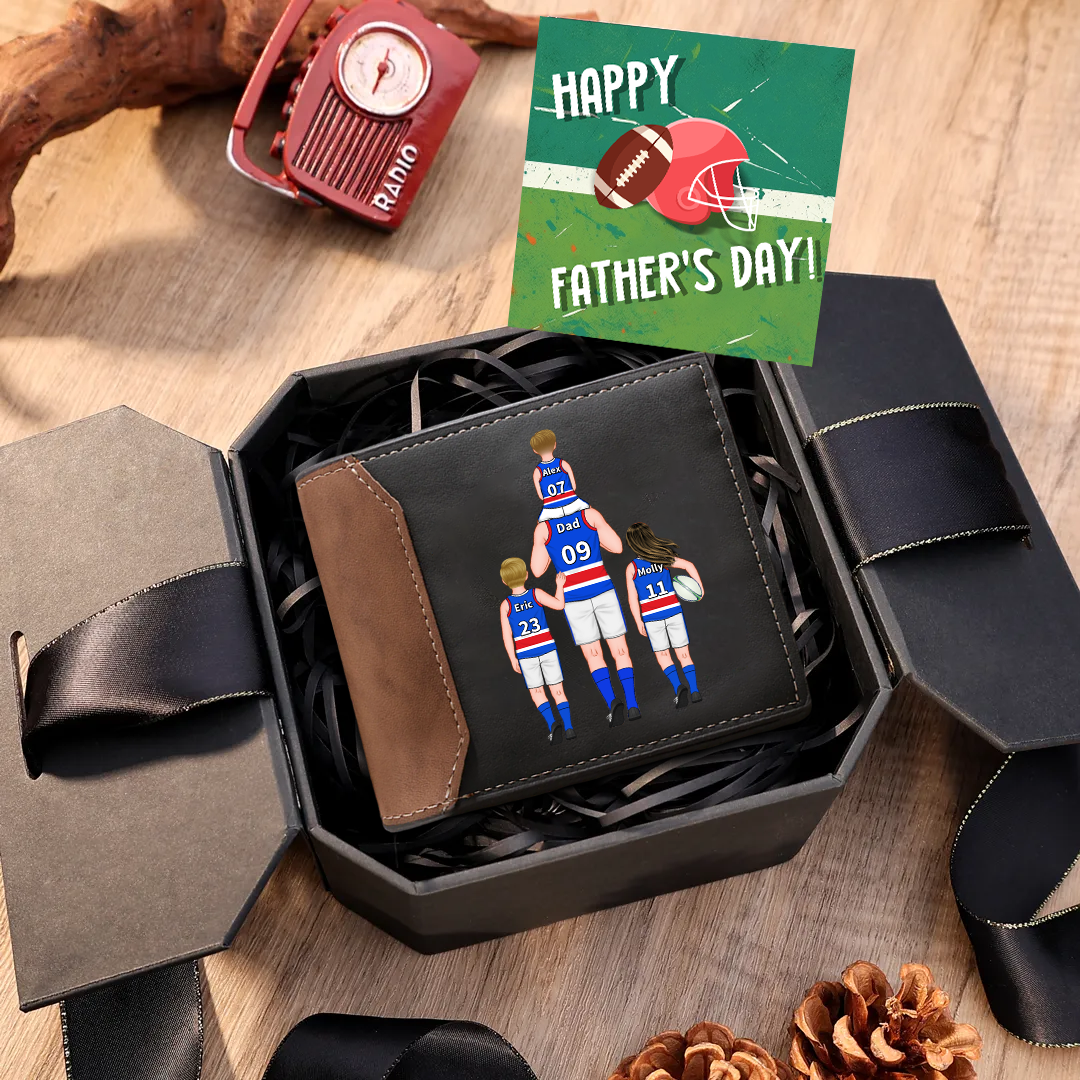  Personalised 2–9 Names Billfold Wallet Australian Rules Football Family Wallet Gift for Dad Grandpa-Jessemade AU