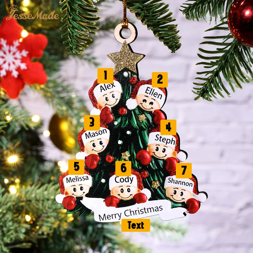 Personalised Family Christmas Ornament Custom 2-8 Names Hanging Ornament Gifts For Family