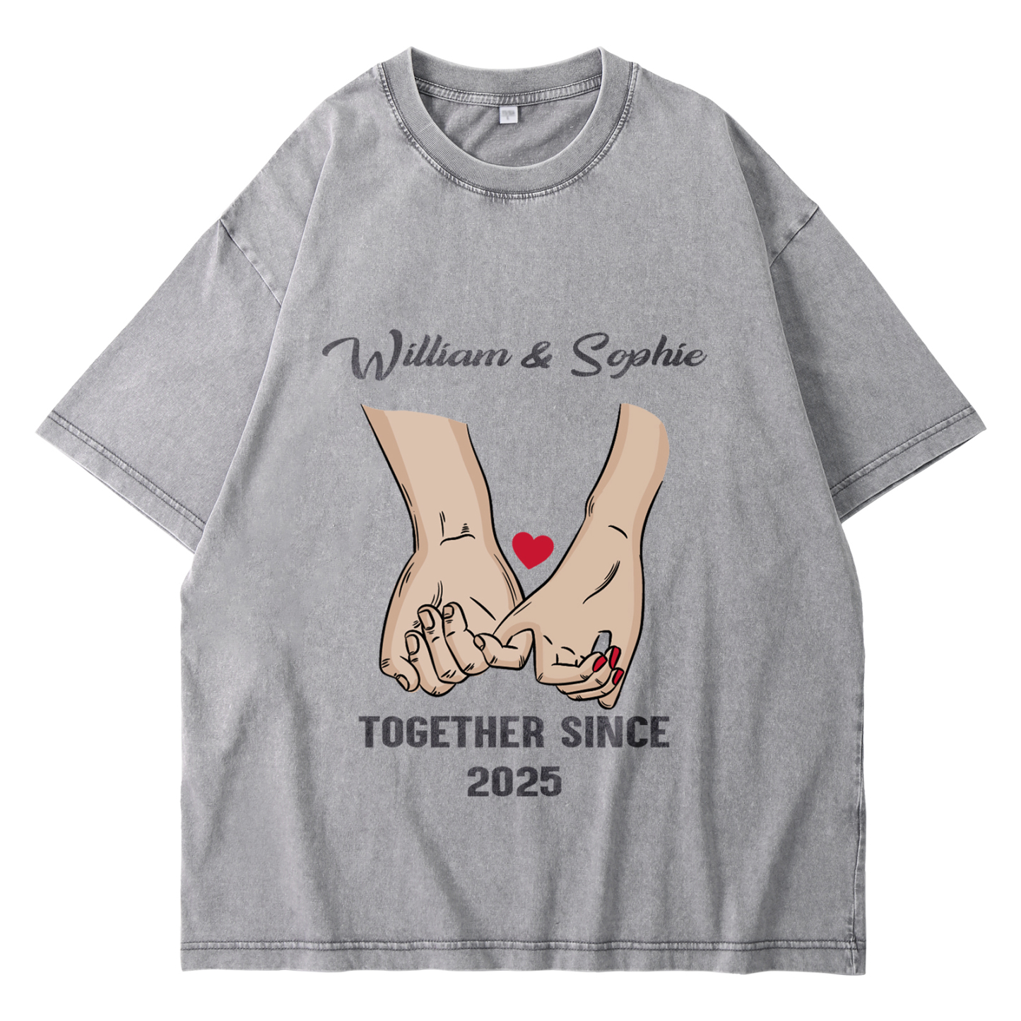 Personalised Couple Gray T Shirts Together Since Pinky Promise Gift for Valentine’s Day