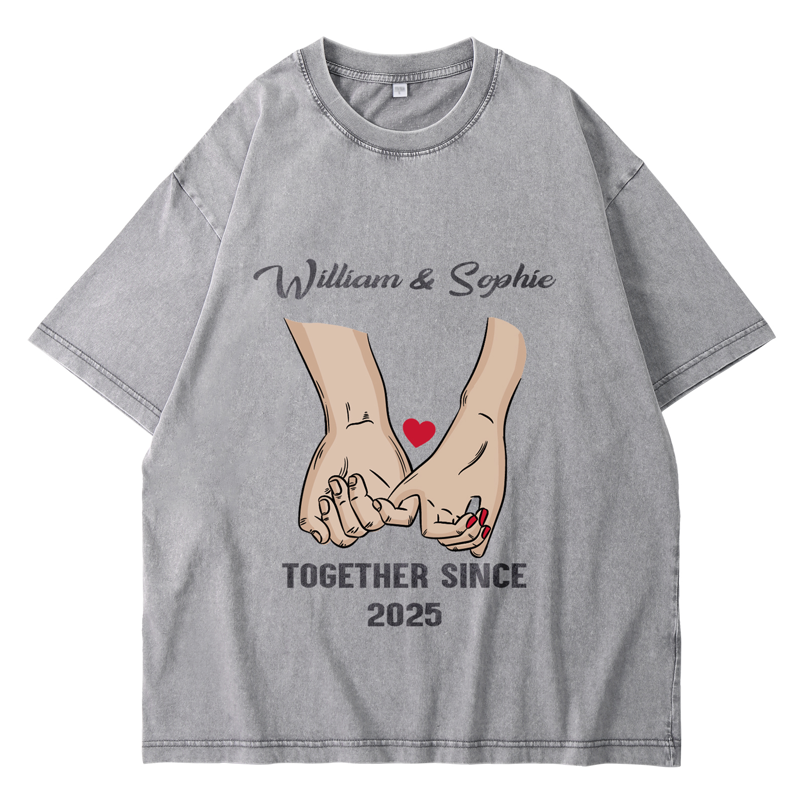 Personalised Couple Gray T Shirts Together Since Pinky Promise Gift for Valentine’s Day
