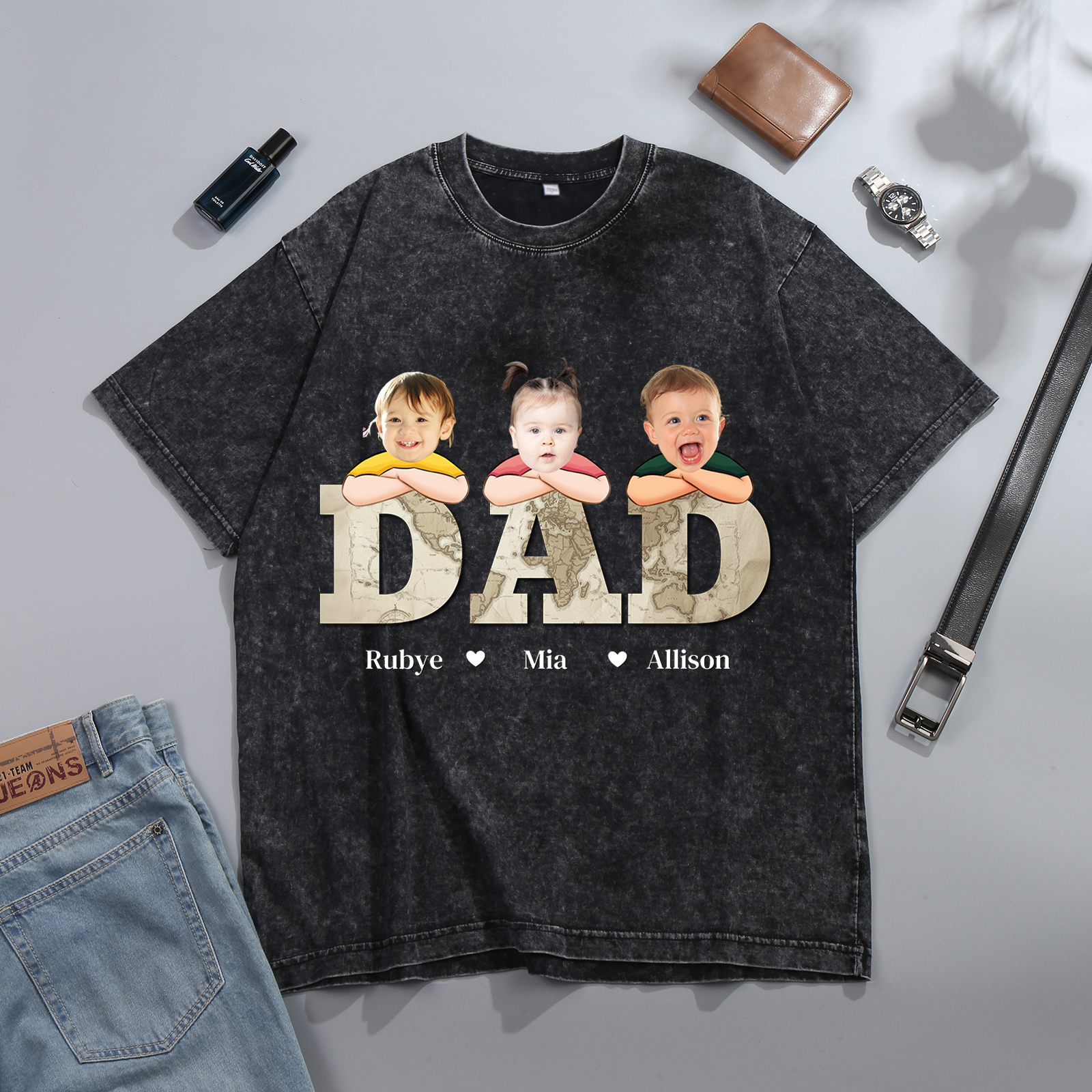 1-10 Names Personalised Dad T-Shirt - Custom Father's Day Gift | Jesse