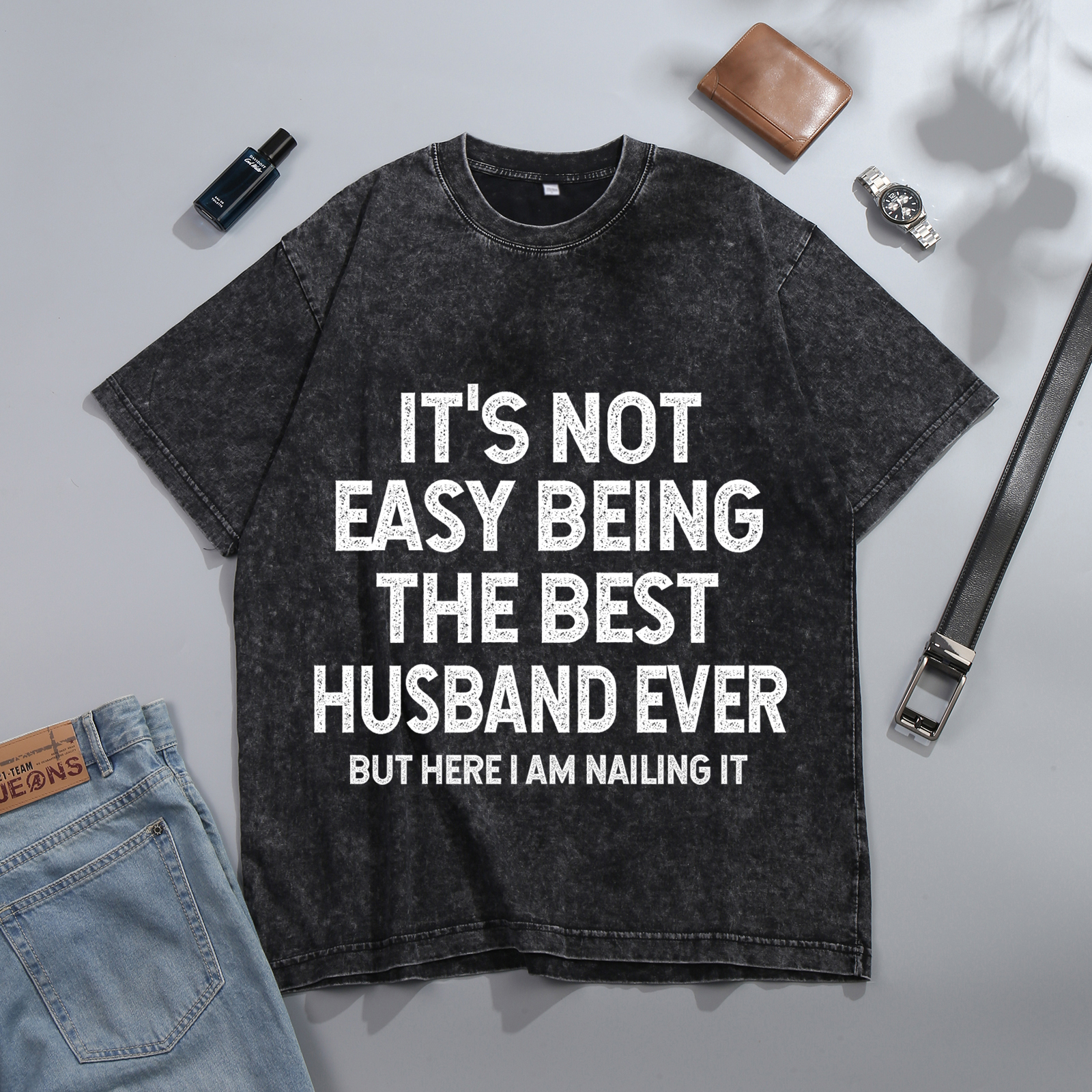 Personalised Couple Black T Shirts Its Not Easy Being the Best Husband Ever Valentines Day Gift